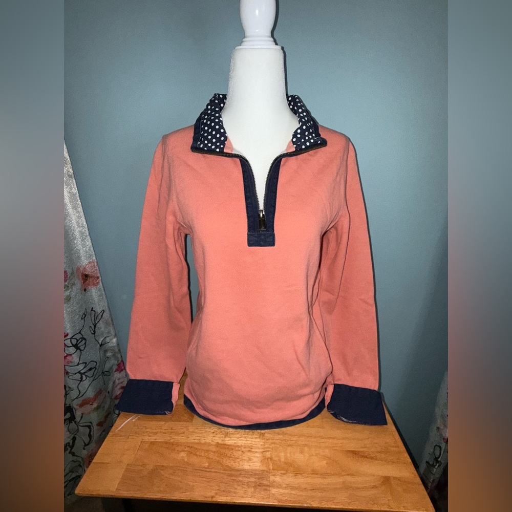 Fat Face Coral Quarter-Zip Pullover